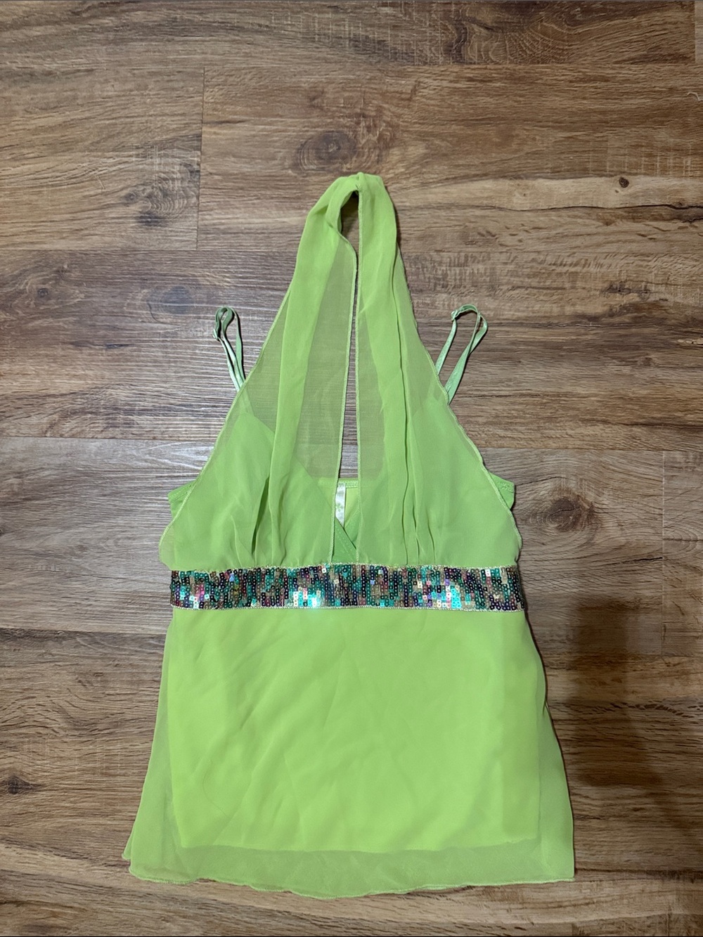 Y2K Green Halter Sequin Tank Top